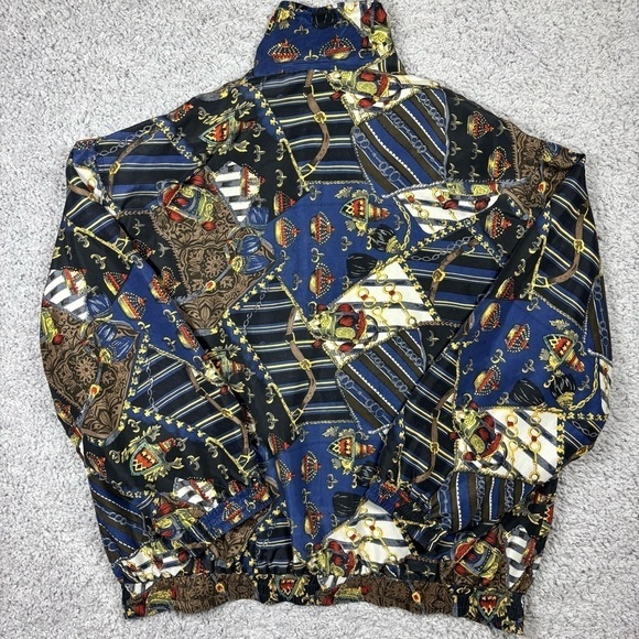 Vintage Silk Jacket Womens Extra Large Crown Bomber Fuda International Zip Up - Picture 4 of 5
